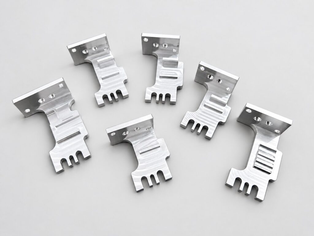 Komplet aluminiowych wsporników po obróbce CNC — TP Engineering